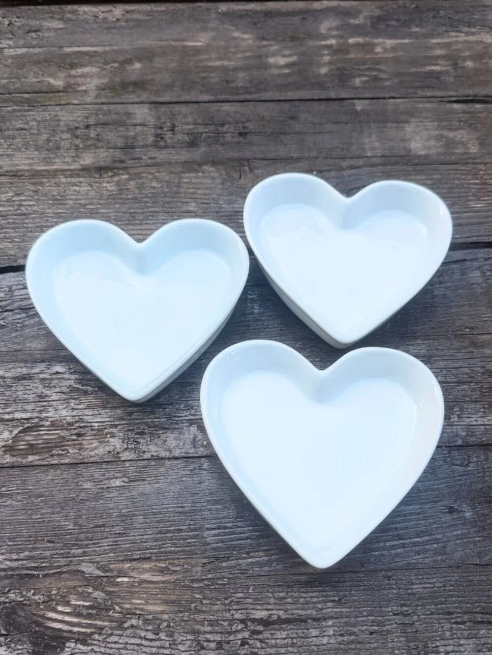 Set of 3 Cordon Bleu Classic White Heart Ramekins Baking Dessert Tarts Dish Lot